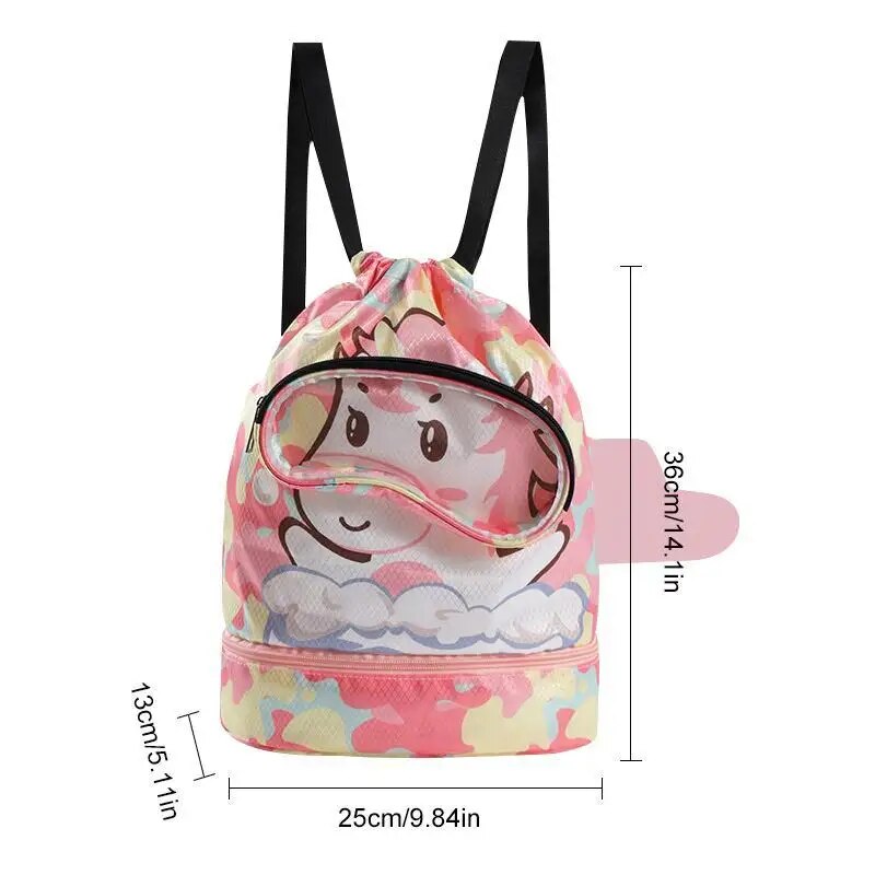 Bolsa de natación para niños, separación en seco y húmedo, bolsa impermeable para piscina para niños y niñas, equipo de natación para playa, mochila para nadar para niños