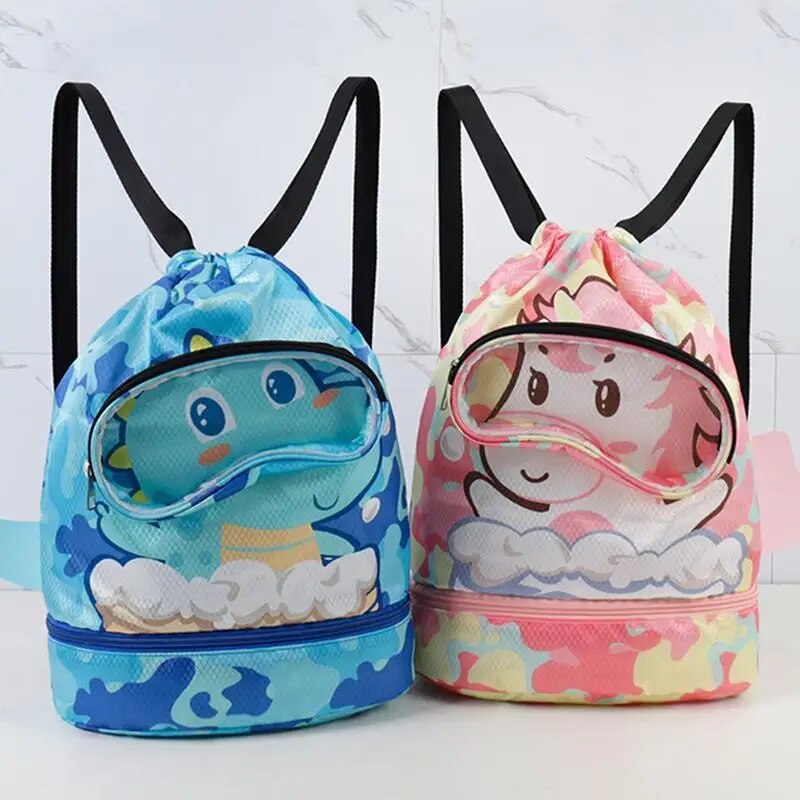 Bolsa de natación para niños, separación en seco y húmedo, bolsa impermeable para piscina para niños y niñas, equipo de natación para playa, mochila para nadar para niños